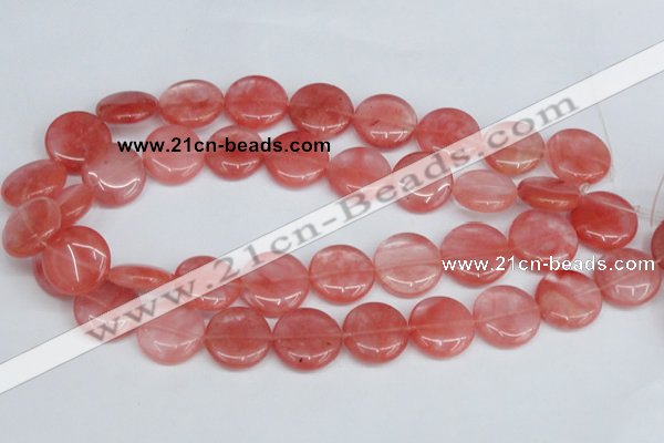 CCY153 15.5 inches 20mm flat round cherry quartz beads wholesale