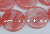 CCY154 15.5 inches 25mm flat round cherry quartz beads wholesale