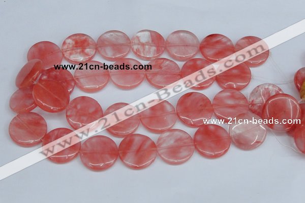 CCY154 15.5 inches 25mm flat round cherry quartz beads wholesale