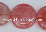 CCY155 15.5 inches 30mm flat round cherry quartz beads wholesale