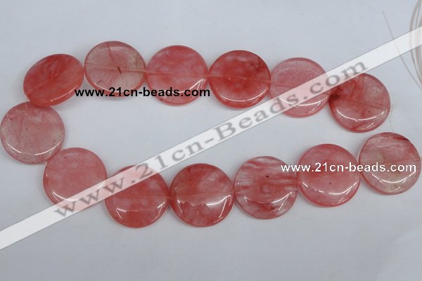 CCY155 15.5 inches 30mm flat round cherry quartz beads wholesale