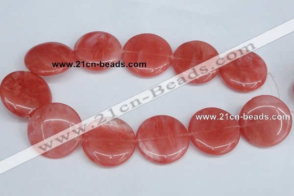 CCY156 15.5 inches 35mm flat round cherry quartz beads wholesale