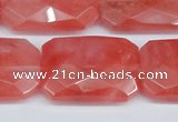 CCY166 15.5 inches 20*30mm faceted rectangle cherry quartz beads