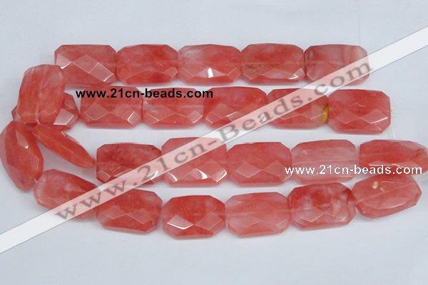 CCY166 15.5 inches 20*30mm faceted rectangle cherry quartz beads