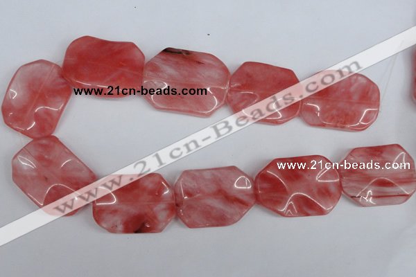 CCY167 15.5 inches 30*40mm wavy rectangle cherry quartz beads