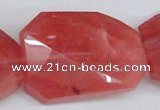 CCY169 15.5 inches 30*40mm twisted & faceted rectangle cherry quartz beads