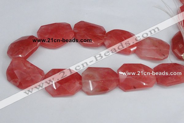 CCY169 15.5 inches 30*40mm twisted & faceted rectangle cherry quartz beads