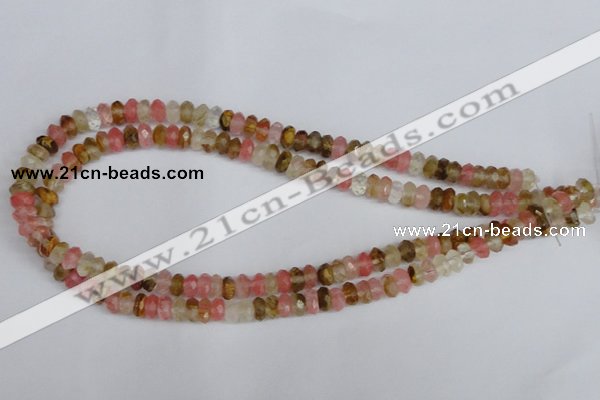 CCY204 15.5 inches 5*8mm faceted rondelle volcano cherry quartz beads