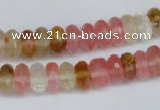 CCY205 15.5 inches 6*10mm faceted rondelle volcano cherry quartz beads