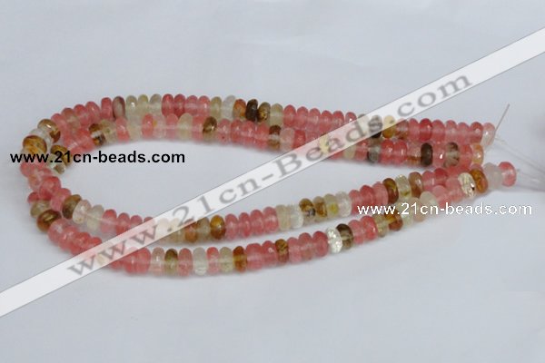 CCY205 15.5 inches 6*10mm faceted rondelle volcano cherry quartz beads