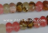 CCY206 15.5 inches 8*12mm faceted rondelle volcano cherry quartz beads