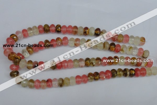 CCY206 15.5 inches 8*12mm faceted rondelle volcano cherry quartz beads