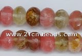 CCY207 15.5 inches 10*14mm faceted rondelle volcano cherry quartz beads