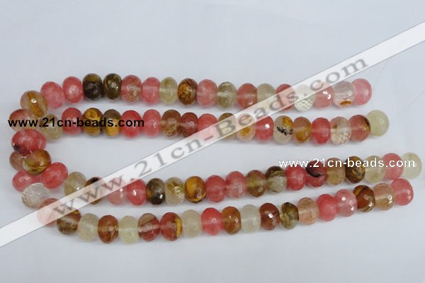 CCY207 15.5 inches 10*14mm faceted rondelle volcano cherry quartz beads