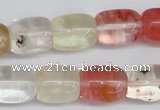 CCY210 15.5 inches 12*16mm cuboid volcano cherry quartz beads