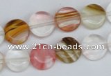 CCY213 15.5 inches 12mm flat round volcano cherry quartz beads