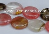 CCY217 15.5 inches 13*18mm oval volcano cherry quartz beads