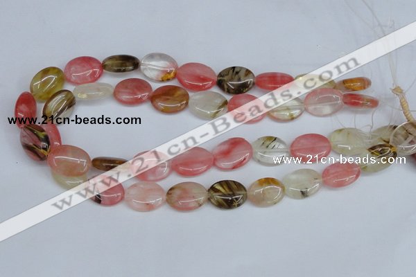 CCY217 15.5 inches 13*18mm oval volcano cherry quartz beads