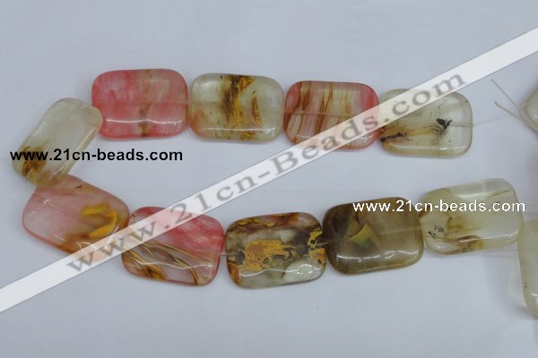 CCY223 15.5 inches 30*40mm rectangle volcano cherry quartz beads