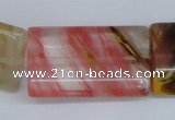 CCY224 15.5 inches 24*40mm flat tube volcano cherry quartz beads