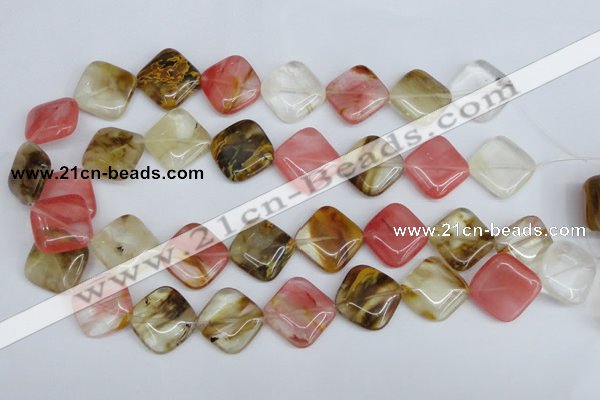 CCY225 15.5 inches 20*20mm diamond volcano cherry quartz beads