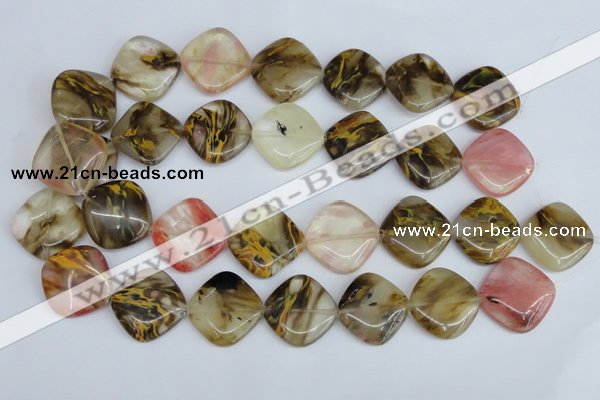 CCY226 15.5 inches 24*24mm diamond volcano cherry quartz beads