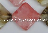 CCY227 15.5 inches 26*26mm wavy diamond volcano cherry quartz beads