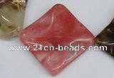 CCY228 15.5 inches 30*30mm wavy diamond volcano cherry quartz beads