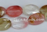 CCY230 15.5 inches 13*18mm faceted oval volcano cherry quartz beads