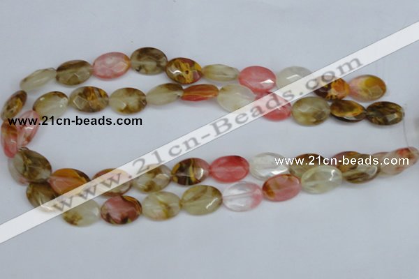 CCY230 15.5 inches 13*18mm faceted oval volcano cherry quartz beads