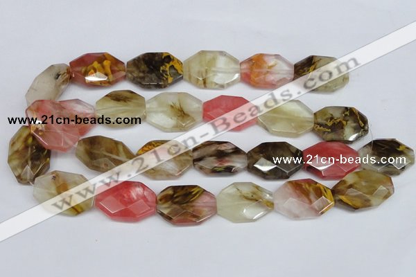 CCY231 15.5 inches 20*30mm faceted octagonal volcano cherry quartz beads