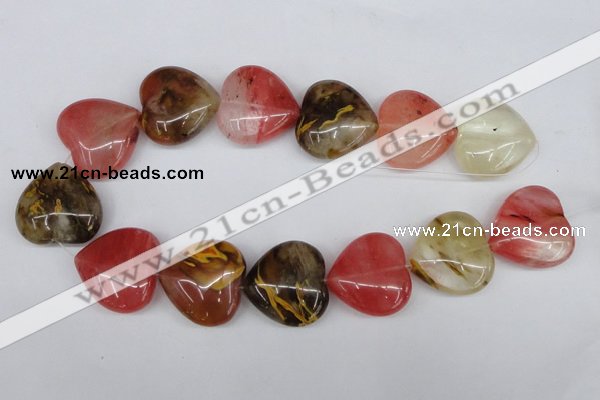 CCY232 15.5 inches 30*30mm heart volcano cherry quartz beads