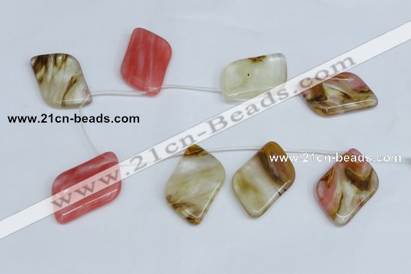 CCY235 Top-drilled 30*50mm marquise volcano cherry quartz beads