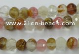 CCY401 15.5 inches 6*8mm faceted rondelle volcano cherry quartz beads