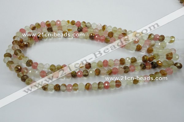 CCY401 15.5 inches 6*8mm faceted rondelle volcano cherry quartz beads