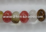 CCY404 15.5 inches 10*14mm faceted rondelle volcano cherry quartz beads