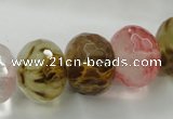 CCY406 15.5 inches 15*20mm faceted rondelle volcano cherry quartz beads