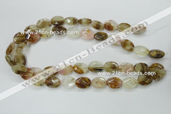 CCY418 15.5 inches 13*18mm faceted oval volcano cherry quartz beads