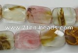 CCY432 15.5 inches 13*18mm faceted rectangle volcano cherry quartz beads