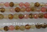 CCY501 15.5 inches 6mm faceted round volcano cherry quartz beads