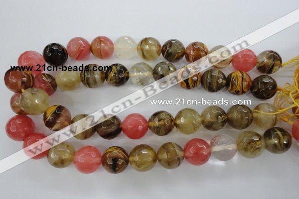 CCY507 15.5 inches 18mm faceted round volcano cherry quartz beads