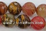 CCY508 15.5 inches 20mm faceted round volcano cherry quartz beads