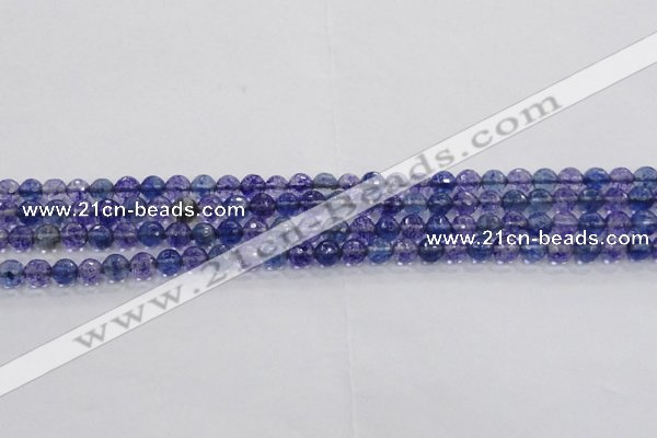 CCY601 15.5 inches 6mm faceted round blue cherry quartz beads