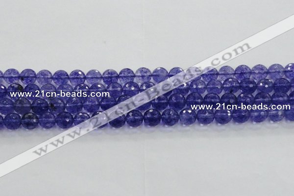 CCY603 15.5 inches 10mm faceted round blue cherry quartz beads