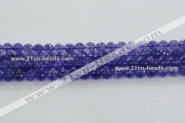 CCY604 15.5 inches 12mm faceted round blue cherry quartz beads