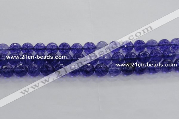 CCY606 15.5 inches 16mm faceted round blue cherry quartz beads