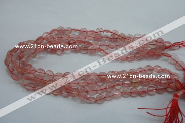 CCY61 15.5 inches 10mm flat round cherry quartz beads wholesale