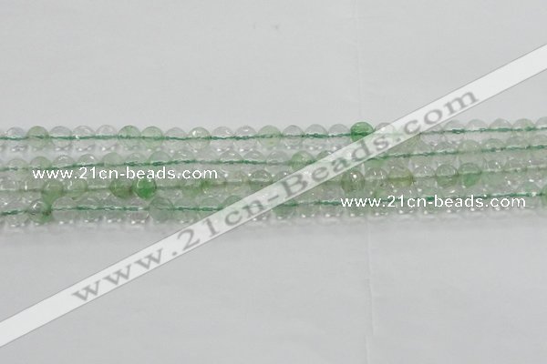 CCY611 15.5 inches 6mm faceted round green cherry quartz beads