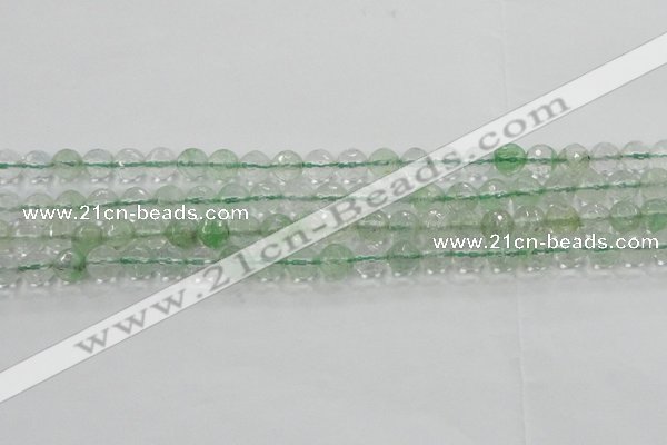 CCY612 15.5 inches 8mm faceted round green cherry quartz beads