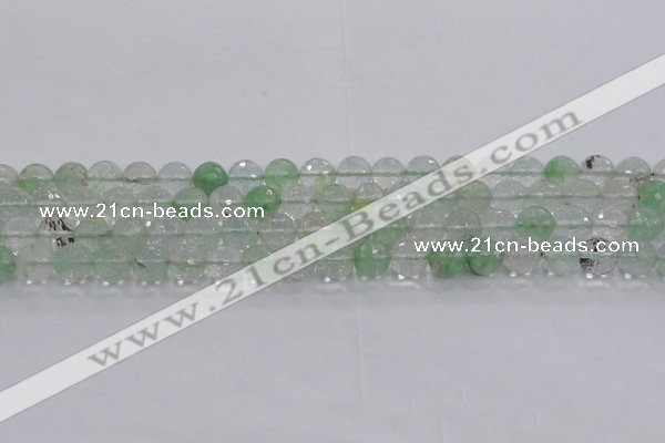 CCY613 15.5 inches 10mm faceted round green cherry quartz beads